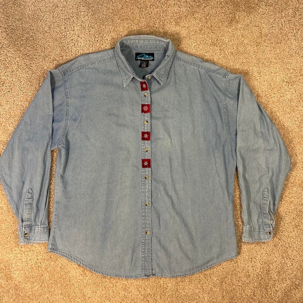 Tri mountain denim winter button up